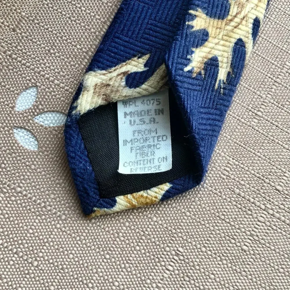 Reed St James Navy Blue Vintage Duck & Leaf Print Necktie